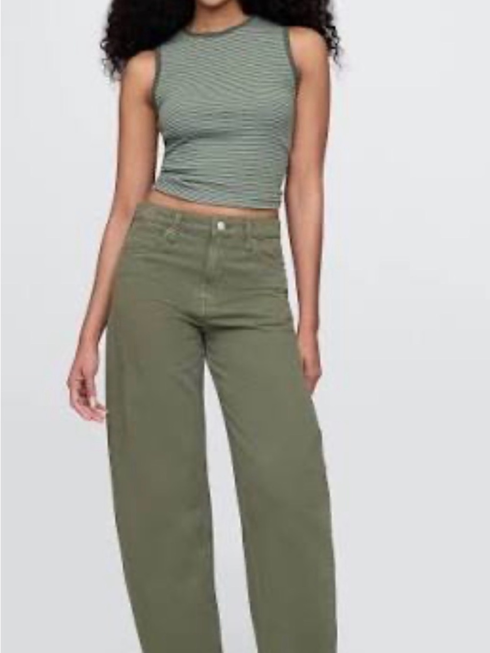 GAP mid rise twill barrel jeans size 8 regular olive green